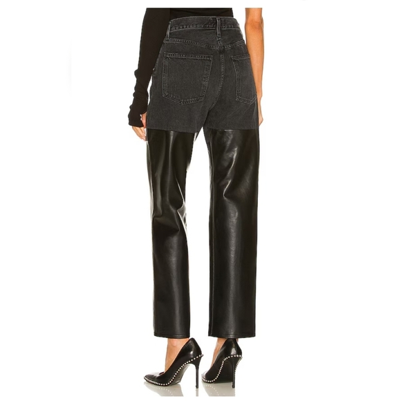Agolde: Pieced 90s Pinch Waist Jean in Howl & Detox Recycled Leather - Picture 4 of 6